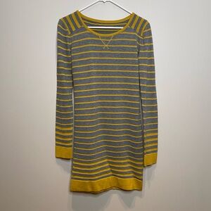 Knit Striped Gray and Yellow Women's Sweater Dress Size L